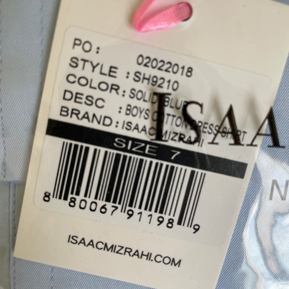 New Blue Dress Shirt by Isaak Mizrahi boys size 7 - Picture 5 of 6